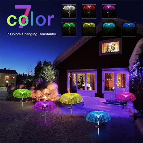 Solar Flower Lights Outdoor Garden Decorations Waterproof, 7 Color Changing - Picture 3 of 7